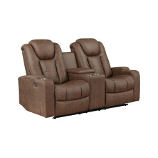 Luna Microfiber Power Reclining Loveseat Brown Luna Microfiber Power Reclining Loveseat Brown